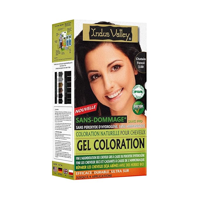 Indus Valley Natural Organic Damage Free Gel Hair Color | Organic Hair Dye, Ammonia Free, Vegan & Cruelty Free | Up to 100% Gray Coverage, Long Lasting Results |Dark Brown 3.0 (20gram+200ml)