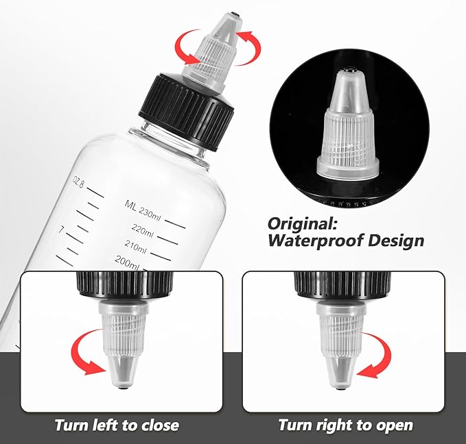 3 Pcs Applicator Bottle for Hair Dye 8.5 Ounce Hair Oil Applicator Plastic Squeeze Bottle Root Transparent Hairs Dye Bottles Twist-On Top Tip Cap with Graduated Scale for Home Salon Stylist Beauty