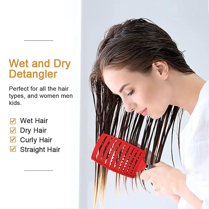 Magical Ultra Detangling Brush for Wet or Dry Hair, Detangler Brush, Fast Drying Styling Massage Hairbrush for Men, Women and Kids (2pcsRainbow-G)