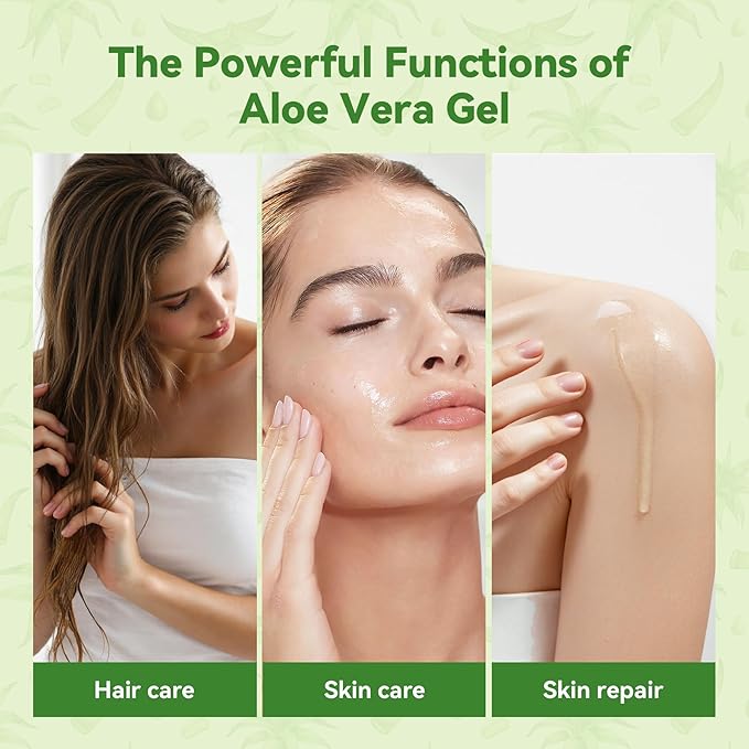 Aero Zen 99% Natural Aloe Vera Gel (2-Pack) | Daily Hydration & After-Sun Relief | Lightweight Alcohol-Free Formula, Deeply and Quickly Soothes Skin, Suitable for Face/Body/Hair - 16.9 fl oz