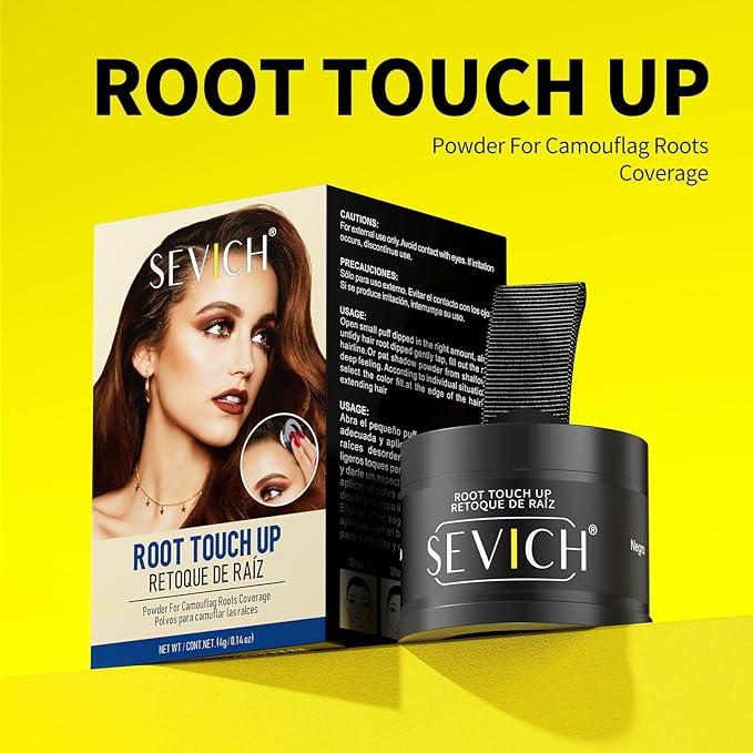 Sevich Hairline Powder - Root Touch Up Instantly Hair Color for Thinning Gray Coverage - Bald Spot Concealing Hair Powder for Women & Men - 48Hour Waterproof & Sweatproof - Dark Brown