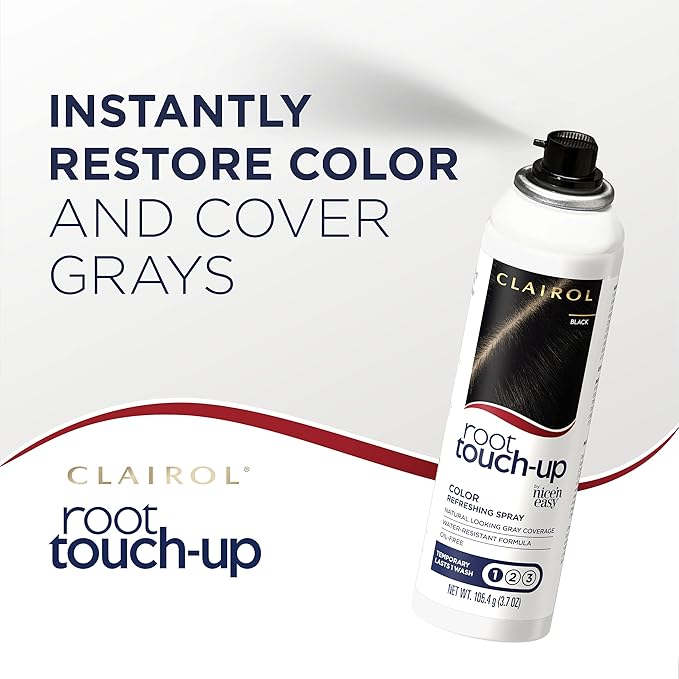 Clairol Root Touch-Up by Nice'n Easy Temporary Hair Coloring Spray, Black Hair Color, Pack of 2