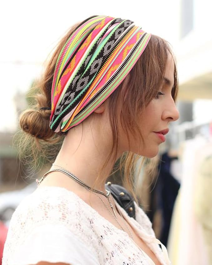 DRESHOW 4 Pack Turban Headbands for Women Wide Vintage Head Wraps Knotted Cute Hair Band Accessories