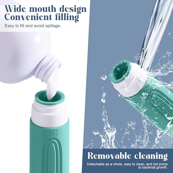Travel Bottles for Toiletries, 3oz TSA Approved Travel Size Toiletries, Silicone Leak-Proof Refillable Containers, Squeezable Liquid Essentials Bottles W/Clear Bag (GREEN)
