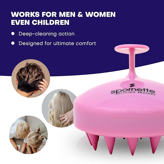 Spornette Scalp Massager Shampoo Brush Pink