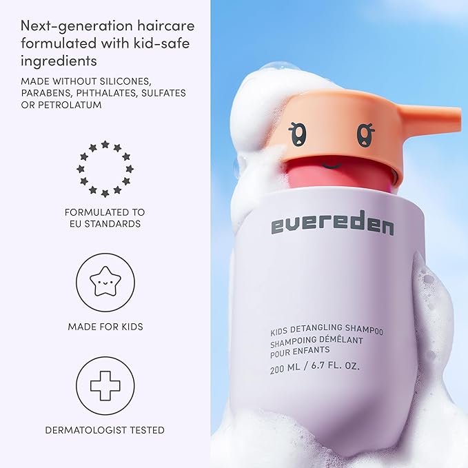 Evereden Kids Shampoo | Detangling Shampoo for Girls with Curly or Straight Hair | Clean, Non-Toxic, and Gentle Haircare | Sulfate-Free, Hypoallergenic, Safe for Daily Use | 6.7 fl oz