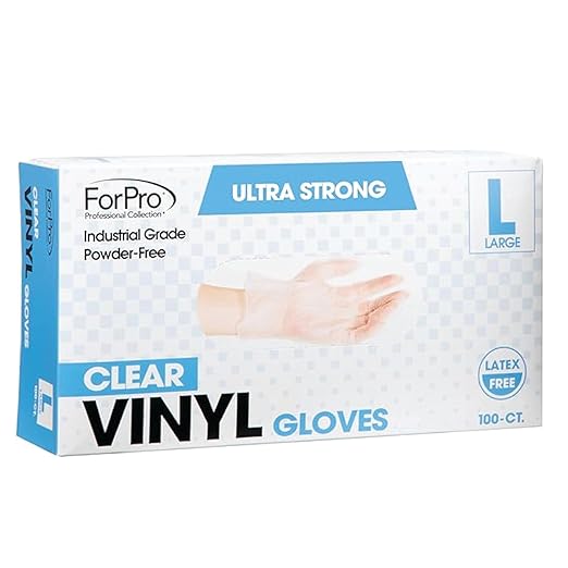 ForPro Disposable Vinyl Gloves, Clear, Industrial Grade, Powder-Free, Latex-Free, Non-Sterile, Food Safe, 2.75 Mil. Palm, 3.9 Mil. Fingers, Large, 100-Count (Pack of 10)