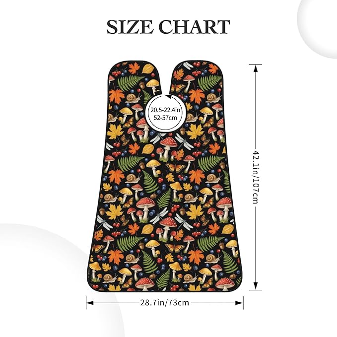 Non-Stick Beard Shaving Bib, Hair Catcher Apron with Suction Cups, Waterproof Grooming Tool for Men Husband, Fall Mushroom Leaves Shave Bib