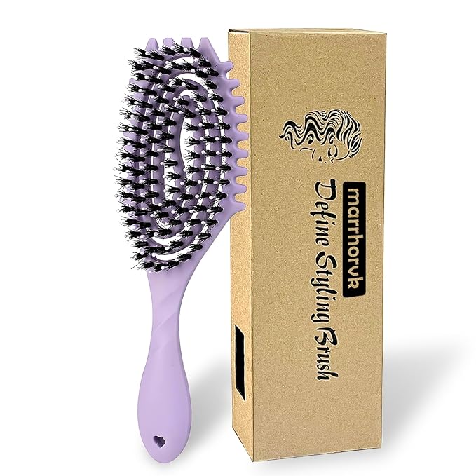 Curly Defining Brush, 1-Pack Vented Hair Brushes Blow Dry and Wet Detangling Curly Styling Hair Brush (Purple)