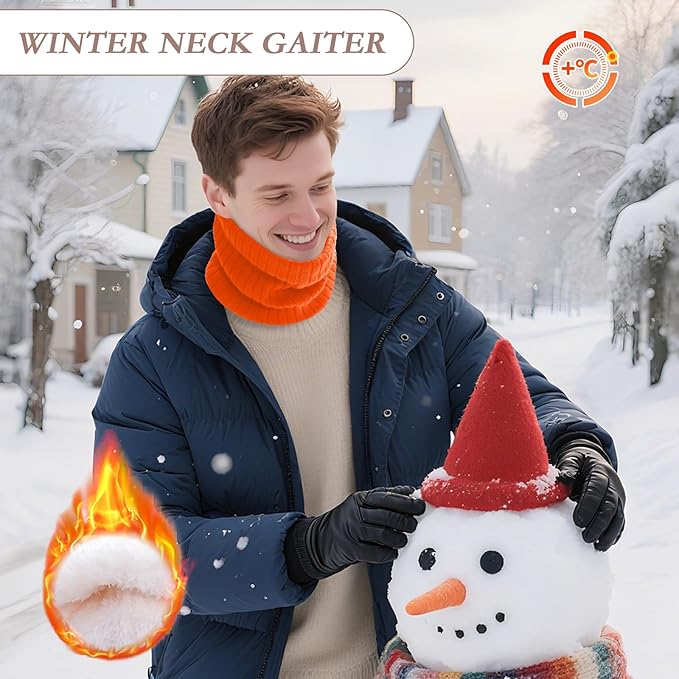 Neck Warmer Gaiter, Winter Fleece Lined Face Mask Scarf for Men Women, Thick Warm Cold Weather Running Ski Neck Cover