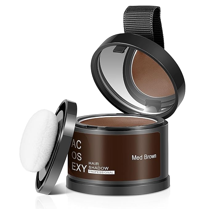 Root Touch Up Powder, Hairline Shadow Concealer for Women's Eyebrows and Men's Beard Lines, Covers Bald Spots (Medium Brown)