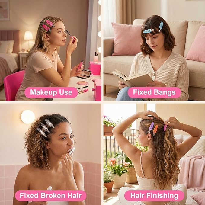 No Crease Hair Clips Makeup Pin Curl Clip Bulk 40Pcs Multicolor No Bend Dent Bang Creaseless Hair Clips for Makeup Application Bangs Hairpin Setting Pins Clip for Women Styling (Purple)