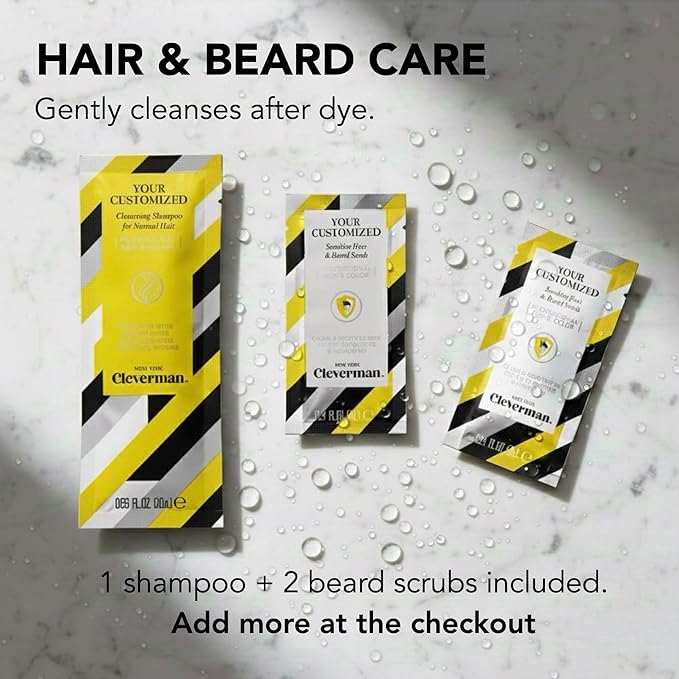 Cleverman Hair & Beard Dye Kit for Men, All-in-One Reusable Mens Hair Color, Natural Gray Coverage, Ammonia-Free Beard Mustache Dye for Men, Medium Brown