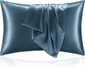 BEDELITE Satin Pillowcase for Hair and Skin, Super Soft and Cooling Similar to Silk Pillow Cases 2 Pack with Envelope Closure, Gift for Women Men(20"x40" King Size, Bluesteel)