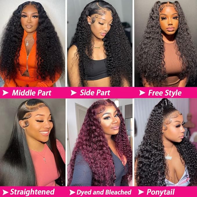 Deep Wave Human Hair Wig - Lace Front, 180% Density, Curly, Wet & Wavy, 13x4 HD Lace Frontal, 18 Inch Glueless, Pre Plucked