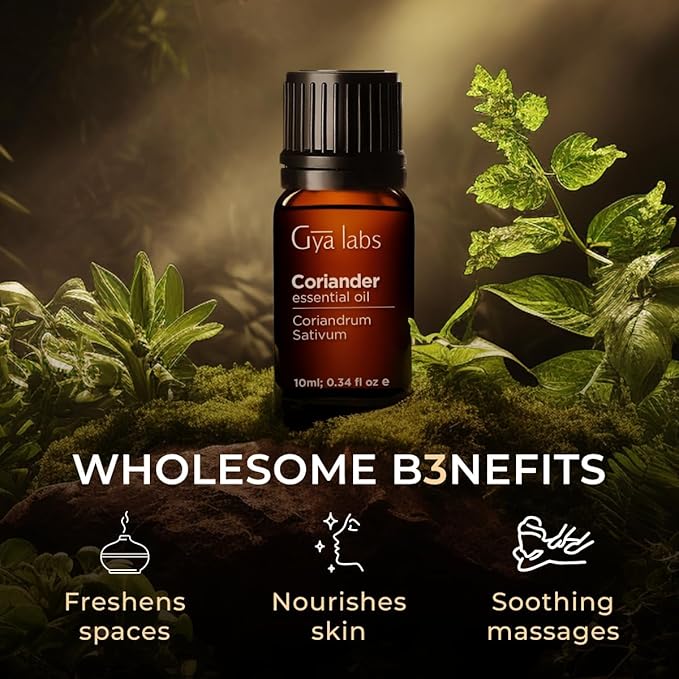 Gya Labs Coriander Essential Oil - 0.34 Fl Oz - for Hair, Skin, Diffuser, Aromatherapy & DIY Candle Making Scent
