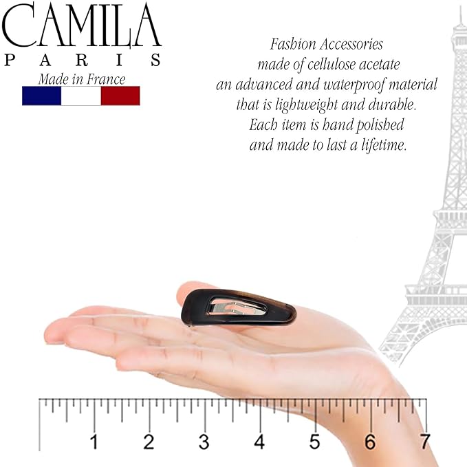 Camila Paris AD86/2 French Hair Barrette Clips, Snap Hair Slides Clic Clac for Women, Styling Girls Side Slide-in Metal Snap Pin Hair Accessories for Women. Strong Hold, No Slip Grip, Made in France