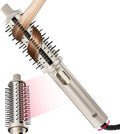 TYMO STYLUX PRO Thermal Brush Curling Brush, 1.5 Inch Blowout Heated Round Volumizer, Hair Straightener and Curler 2 in 1, 800M Negative Ion for Smoother, LCD Display, 5 Temp, Dual Voltage, Gold