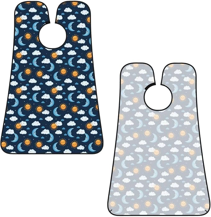 Beard Hair Catcher for Men, Waterproof Shaving Bib Apron Non-Stick, Trimming Tool for Dad Husband, Blue Sky Camo Boho Sun Moon Shave Bib
