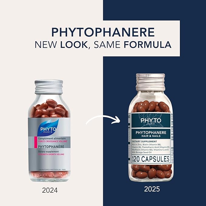 PHYTO Phytophanère 100% Natural Hair Loss Thinning Dietary Supplement, 2-Month Supply 120 Count (Pack of 1)