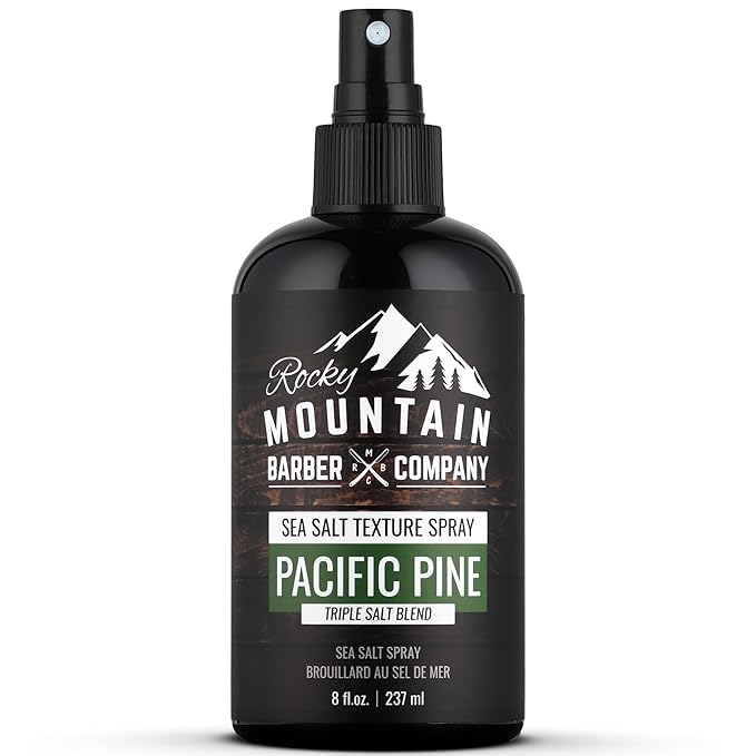 Rocky Mountain Barber Company Sea Salt Spray for Men - Adds Volume, Texture and Light Hold for All Hair Types - Triple Salt Blend - 8 oz