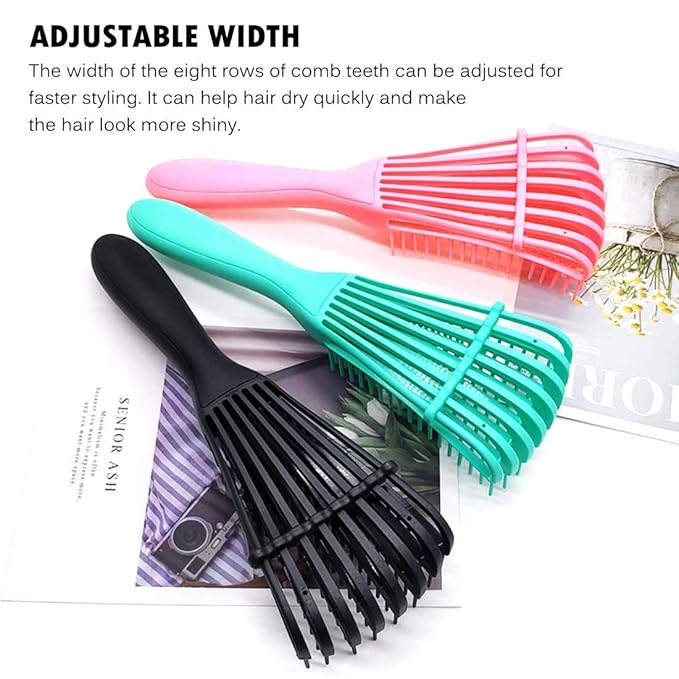 Detangling Brush for Afro American/African Hair Textured 3a to 4c, Kinky Wavy/Curly/Coily/Wet/Dry/Oil/Thick/Long Hair, Women's Knots Detangler Scalp Massage Comb (3 pcs, 3-Pink)