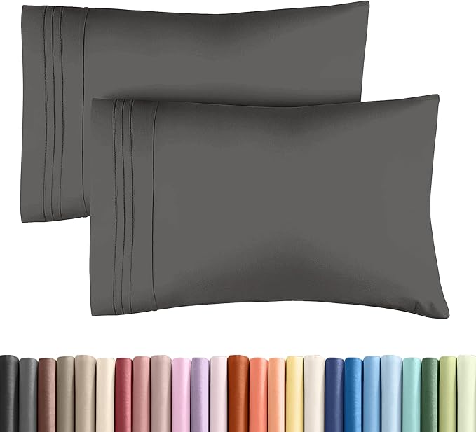 Queen Pillow Cases Set of 2 - Ultra Soft Hotel Quality Pillowcase Covers - Comfy, Cozy & Wrinkle Free - Shrinkage, Stain & Fade Resistant - Machine Washable Pillow Protectors - 2 Piece Set - Charcoal