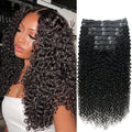 Curly Clip in Hair Extensions for Black Women Brazilian Virgin Human Hair Clip in Extensions 8Pcs Kinky Curly Clip ins Human Hair with 18Clips Double Lace Weft 120g 20nch Natural Black