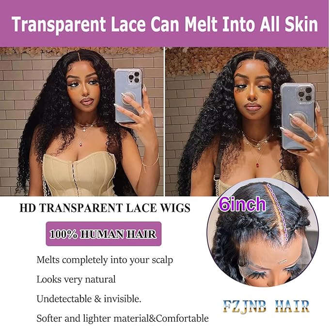 30 Inch Deep Wave Lace Front Wigs Human Hair 13x6 HD Lace Front Wigs Pre Plcked Curly Wig for Women 200% Density Water Wave Lace Front Wigs With Baby Hair