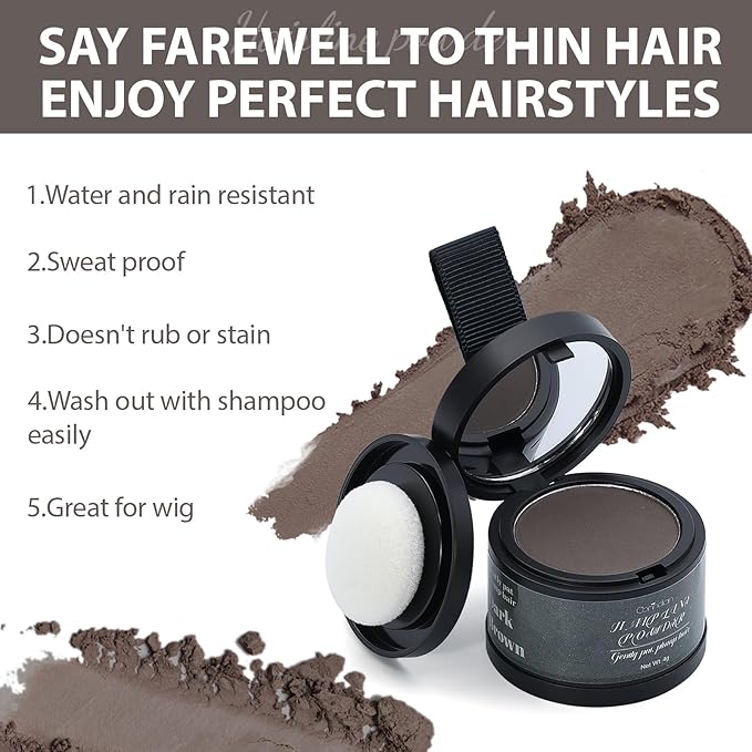 2 Pack Hairline Powder for Women and Men, Used to Root Touch Up Hair Color, Thinning and Gray Hair Coverage and Bald Spots Coverage, Dark Brown