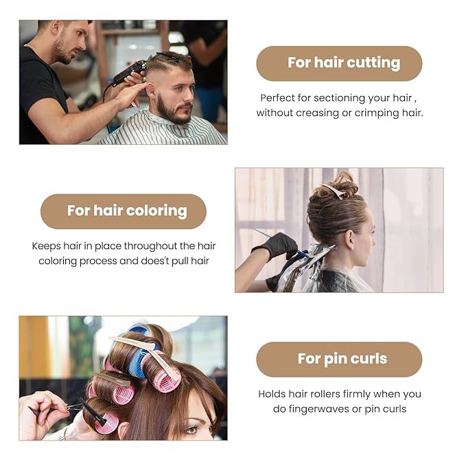 AIMIKE 12pcs Professional Hair Clips for Styling Sectioning, Non Slip Duck Billed Hair Clips with Silicone Band, Salon and Home Hair Cutting Clips for Hairdresser, Women, Men - Brown & Apricot & Black