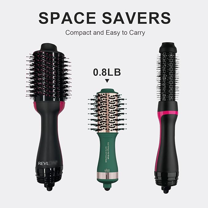 Dual Voltage Travel Hair Dryer Brush Mini Hot Air Hair Styling Tool, 110-240V European Oval Shape Jet Brush, 2 Inch Lightweight Design & Universal Plug, Easy Pack Worldwide