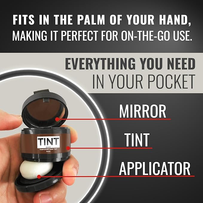 TINT Root Cover Up Hair Powder for Women & Men, Brown, Gray Hair Concealer, Root Touch Up Powder