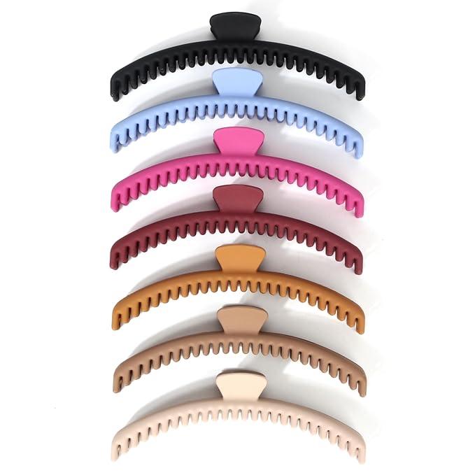 Hold Everything Hair Claw Clip for Thick and Thin Hair Big Hair Barrettes for Women and Girls Straight Wavy and Curly Hair Strong Hold Claw Clip With 52 teeth Banana Clips (new 7-Color)