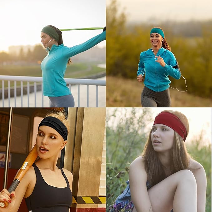 DRESHOW Yoga Sports Headbands for Women Elastic Non-Slip Headbands Workout Running Hair Bands 6 Pack