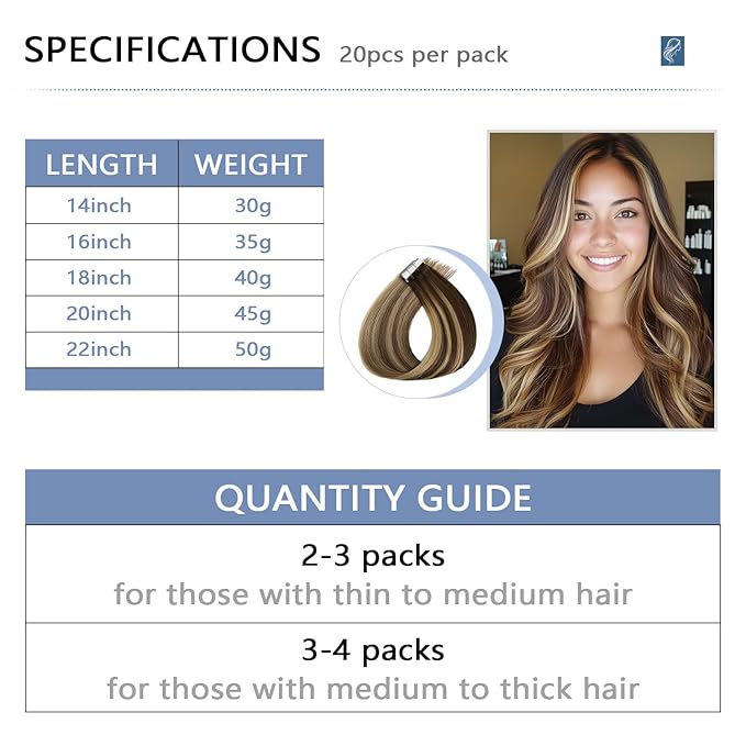 COOKAYU Invisible Tape in Extensions Human Hair, Medium Brown to Caramel Blonde 18Inch 40g 20pcs Injected Tape in Human Hair Straight Invisi Edge Extension