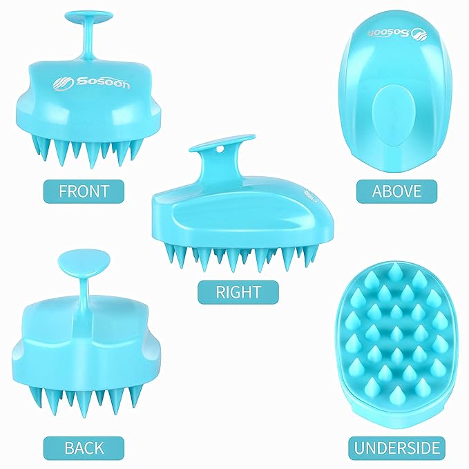 Scalp Massager Shampoo Brush, Hair Scalp Scrubber Shower Hair Brush Head Massager for Stress Relax Hair Growth, Dandruff Brush Scalp Exfoliator for Women Men Kids Pets, Blue