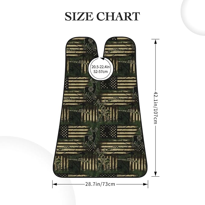 Adjustable Beard Bib, Non-Stick Hair Catcher Cape for Men's Shaving, Waterproof with 2 Suction Cups, Camouflage Hunting Deer Camo American Flag Shave Bib