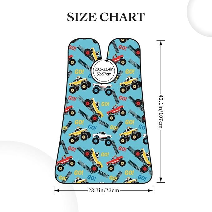 Non-Stick Beard Shaving Bib, Hair Catcher Apron with Suction Cups, Waterproof Grooming Tool for Men Husband, Cool Cars Blue Monster Truck Shave Bib