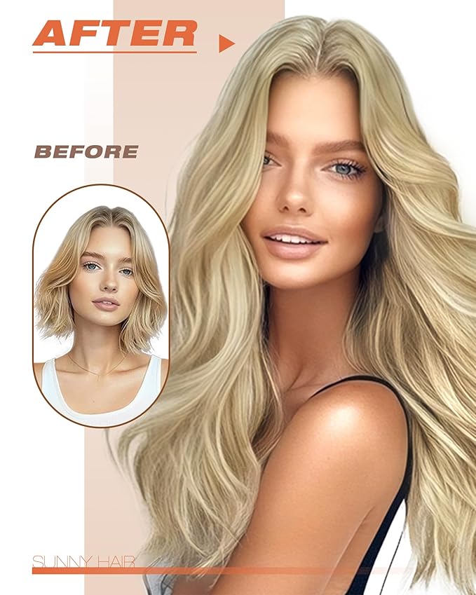 Sunny Hair Tape in Hair Extensions Real Human Hair Invisible Remy Hair Extensions Tape ins for Women Golden Blonde Highlight Medium Blonde 20 inch 20Pcs 50G