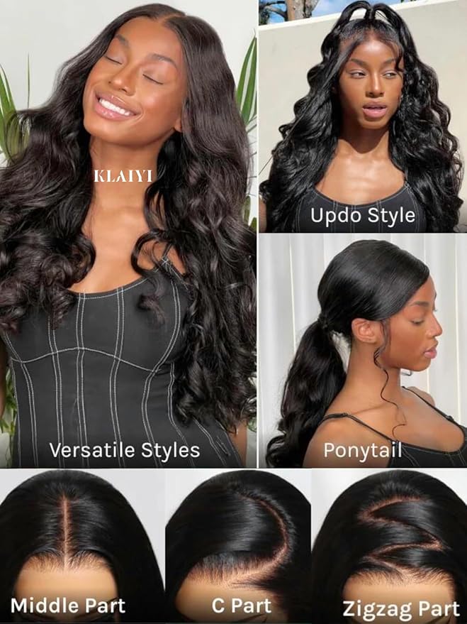 KLAIYI HD Real Scalp Wig 13x4 Lace Frontal Human Hair Wig Loose Body Wave with Face Framing Curtain Bangs Pre Everything Glueless 3S Wear and Go Precut Lace Pre Plucked Pre Bleached 180%Density 26Inch