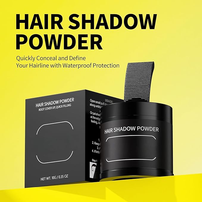 Gowwim Root Touch up Powder, Instantly Gray Hair Cover up Hairline Powder for Women & Men Waterproof and Sweatproof Root Cover Up Long-Lasting for Thinning & Loss Hair (Medium Brown, 10g)