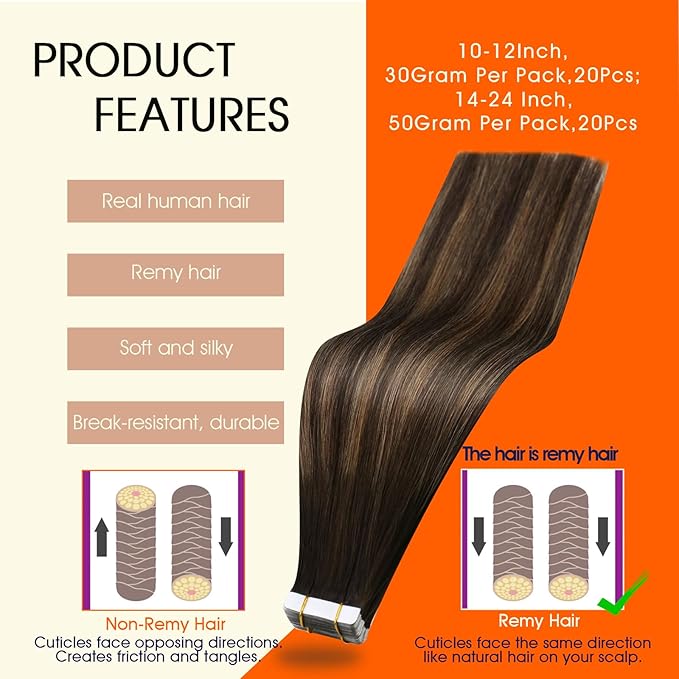 Full Shine Invisible Tape In Human Hair Remy Tape on Hair Extensions 22 Inch Balayage Color 2 Darkest Brown Fading to 8 Ash Brown and 2 Seamless Pu Tape Hair 50 Gram Skin Weft Hair Extensions 20Pcs