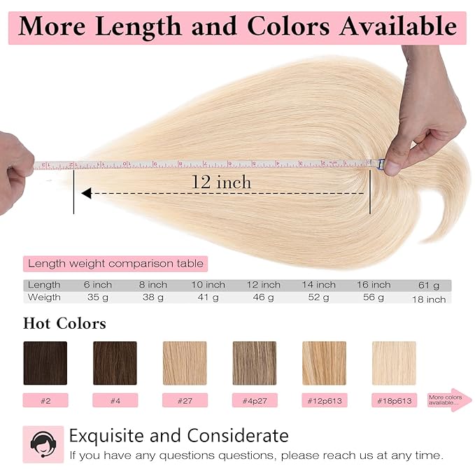 SEGO 100% Real Human Hair Toppers, with Air Bangs, Silk Base 150% Density, Clip in Topper, 2.7”x5.1”, HairPieces for Women, with Thinning/Hair Loss Cover Gray