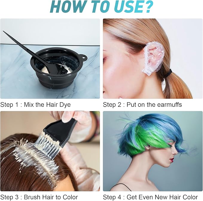 12 Pcs Hair Bleach Kit Professional Hair Coloring Products with Hair Dye Brush, Hair Color Bowl, Earmuffs, Hair Clips for Salon Hair Dye, Hair Color at Home, Hair Highlighting