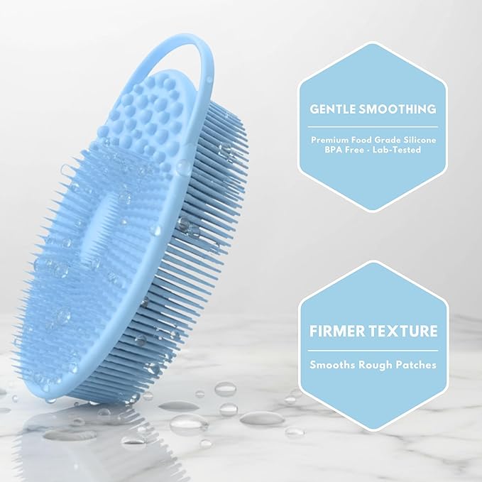 Exfoliating Body Scrubber Silicone - Textured Back Scrubber Shower Brush - Avilana Bath Loofah Alternative Dual Sided - Gentle Smoothing Body Wash Tool Rough Skin - Gift Women Men