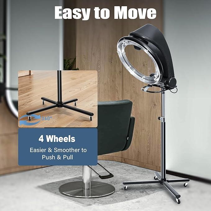 3 in 1 Orbiting Infrared Hair Dryer, Professional Salon Hair Steamer with Adjustable Height 55.12-64.96in, Digital Display & 4 Wheels for Hair Care, Coloring, Drying, 110V