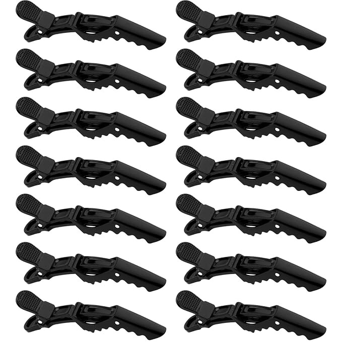 Ondder 14 Pack Black Alligator Pro Salon Hair Clips for Styling - Plastic Gator Clips