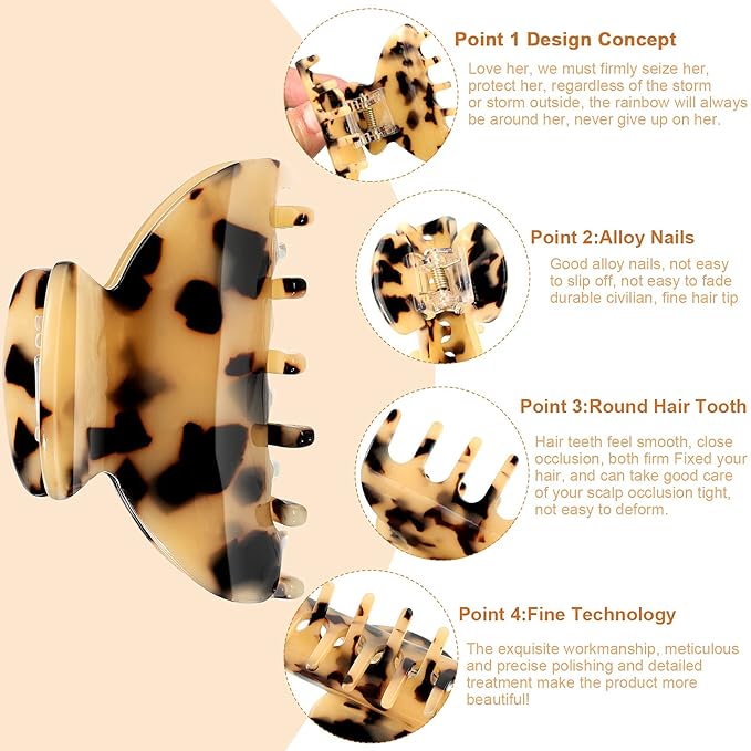 WILLBOND 6 Pieces Medium Hair Claw Clips for Thin Hair 2.6 Inch Tortoise Shell Clip Banana Jaw Hairpin French Style Barrettes Head Accessories for Women Girls(Vivid Patterns)