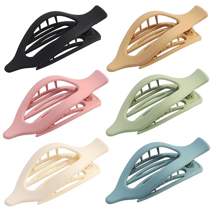Flat Hair Clip 6 pcs Lay Down Claw Clips Hair Accessories for Women -Colorful